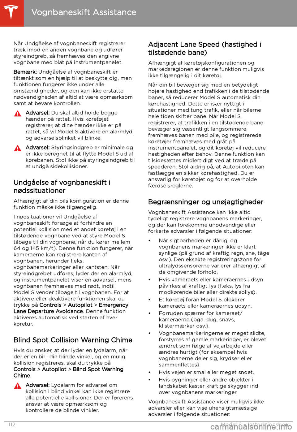 TESLA MODEL S 2020  Instruktionsbog (in Danish) N