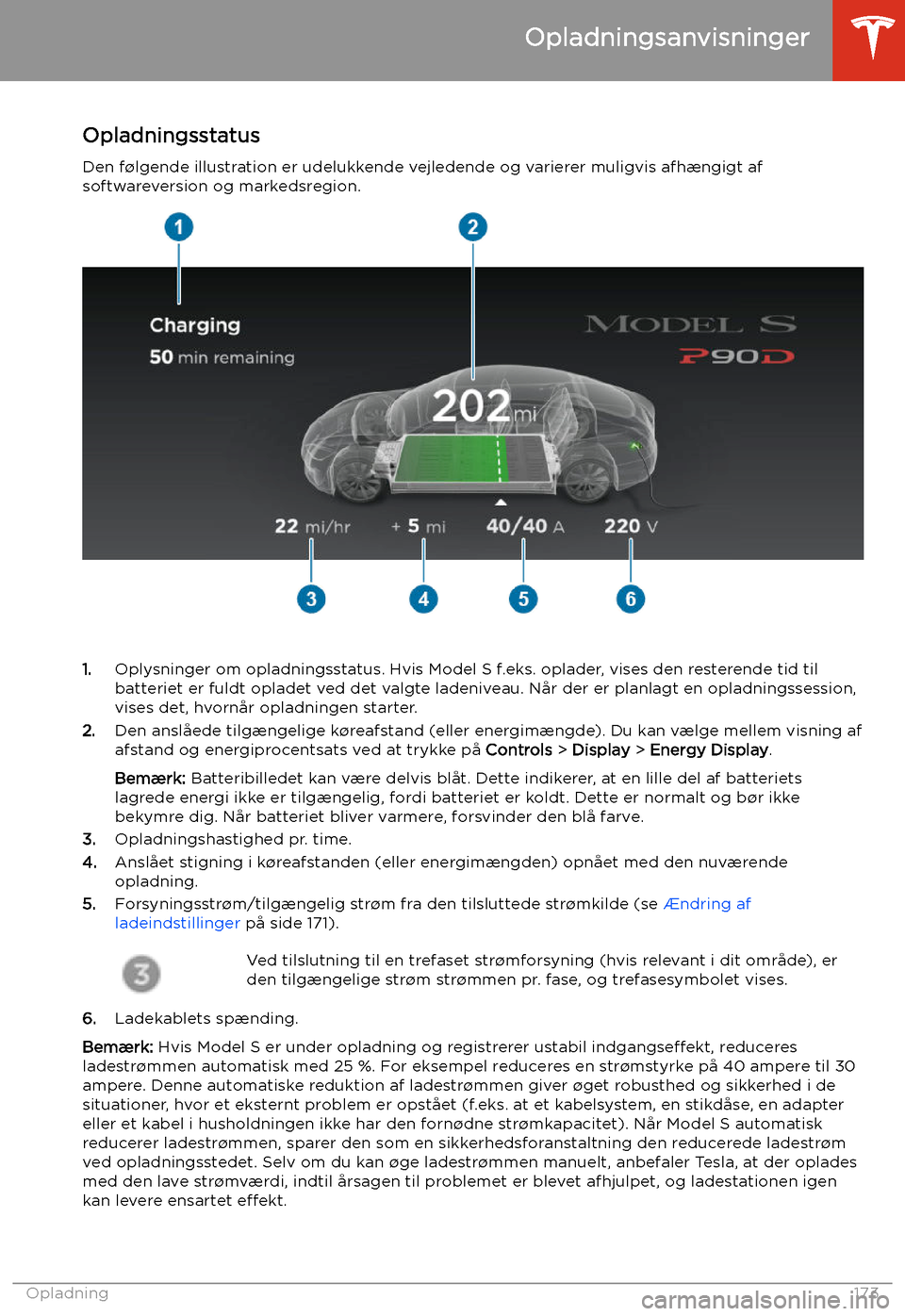 TESLA MODEL S 2020 Instruktionsbog (in Danish) Opladningsstatus
Den f TESLA MODEL S 2020 Instruktionsbog (in Danish) Opladningsstatus
Den f