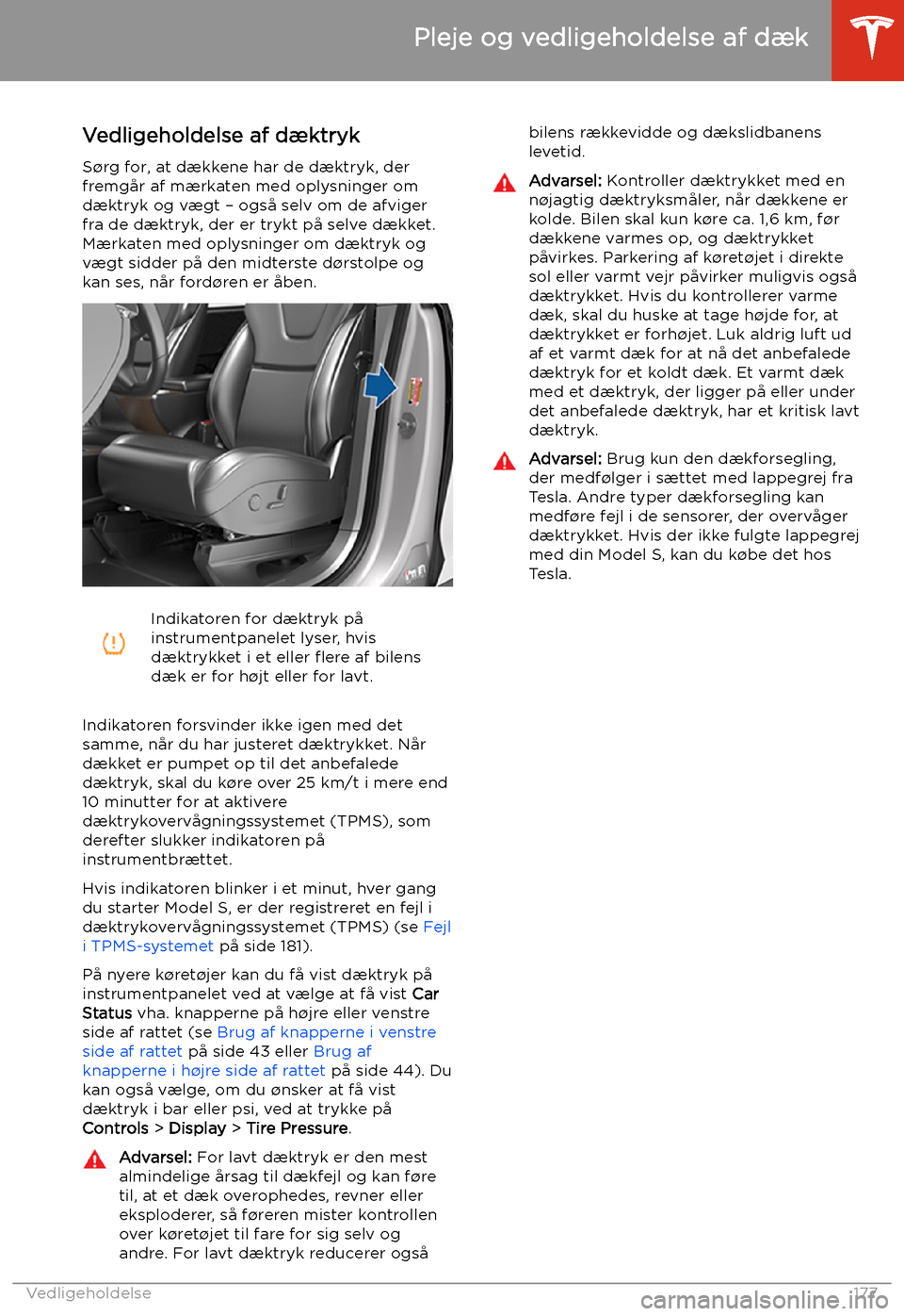 TESLA MODEL S 2020 Instruktionsbog (in Danish) Pleje og vedligeholdelse af d TESLA MODEL S 2020 Instruktionsbog (in Danish) Pleje og vedligeholdelse af d
