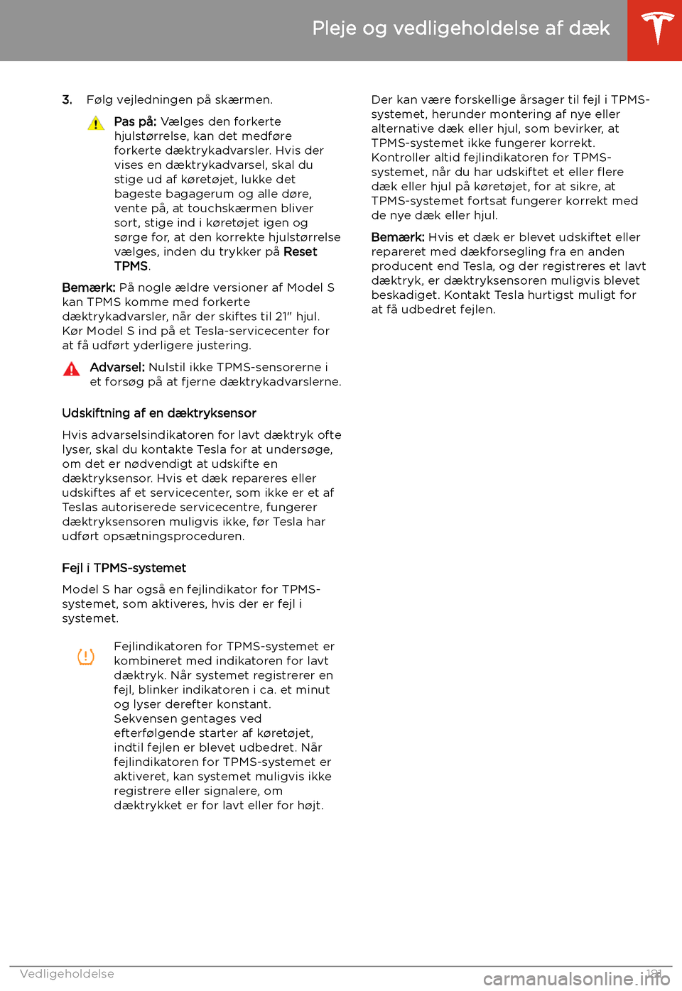 TESLA MODEL S 2020 Instruktionsbog (in Danish) 3.F TESLA MODEL S 2020 Instruktionsbog (in Danish) 3.F