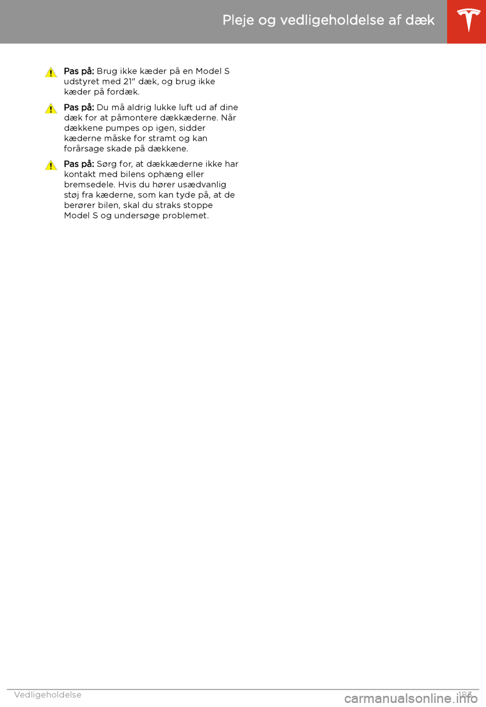 TESLA MODEL S 2020 Instruktionsbog (in Danish) Pas p TESLA MODEL S 2020 Instruktionsbog (in Danish) Pas p
