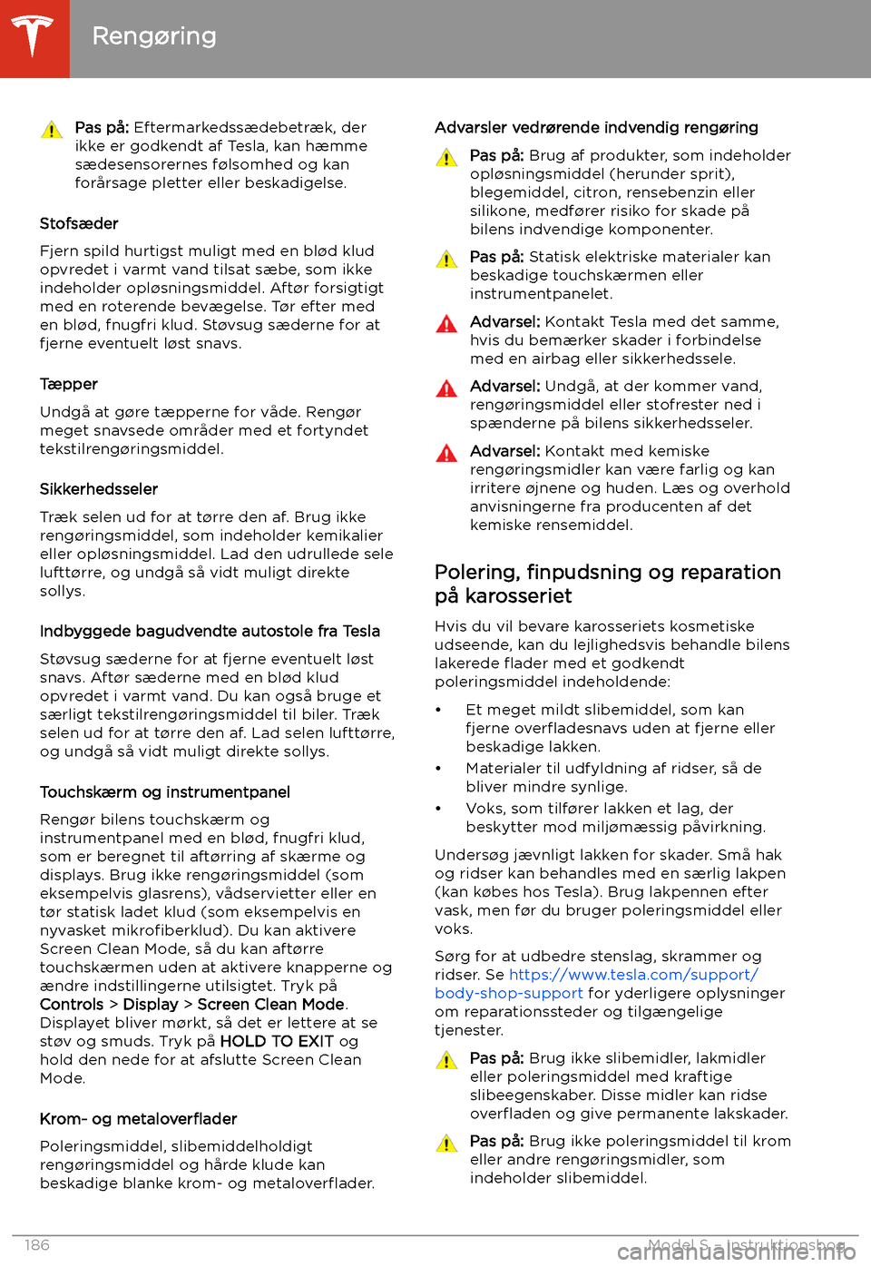 TESLA MODEL S 2020 Instruktionsbog (in Danish) Pas p TESLA MODEL S 2020 Instruktionsbog (in Danish) Pas p