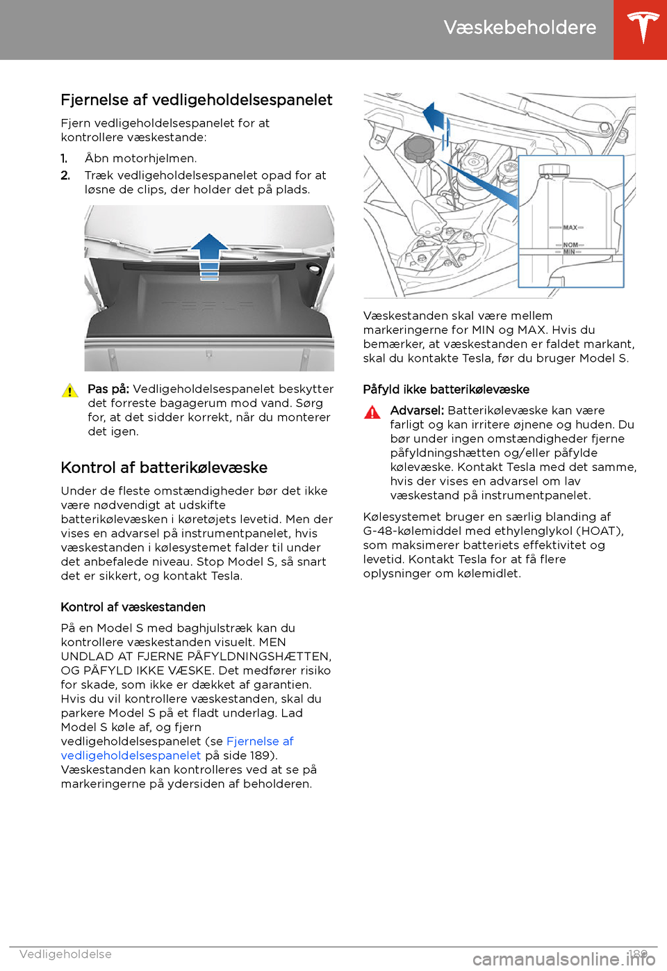 TESLA MODEL S 2020 Instruktionsbog (in Danish) V TESLA MODEL S 2020 Instruktionsbog (in Danish) V