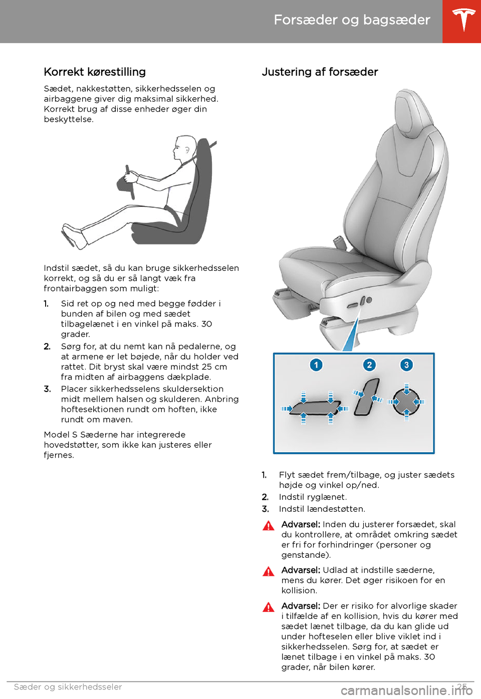 TESLA MODEL S 2020 Instruktionsbog (in Danish) S TESLA MODEL S 2020 Instruktionsbog (in Danish) S
