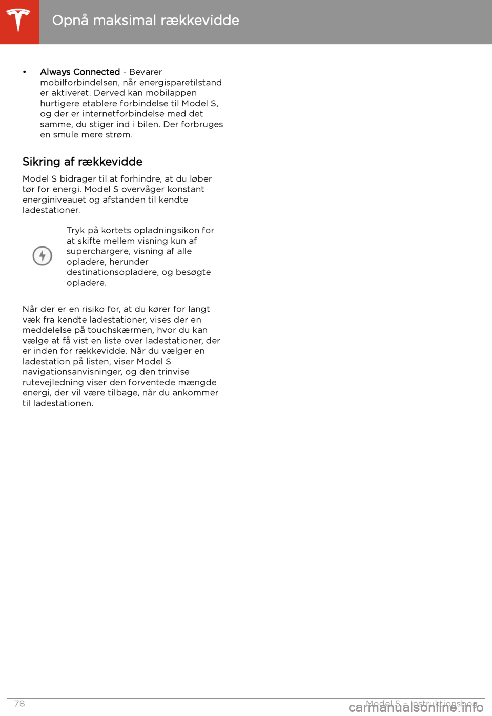 TESLA MODEL S 2020 Instruktionsbog (in Danish) TESLA MODEL S 2020 Instruktionsbog (in Danish)
