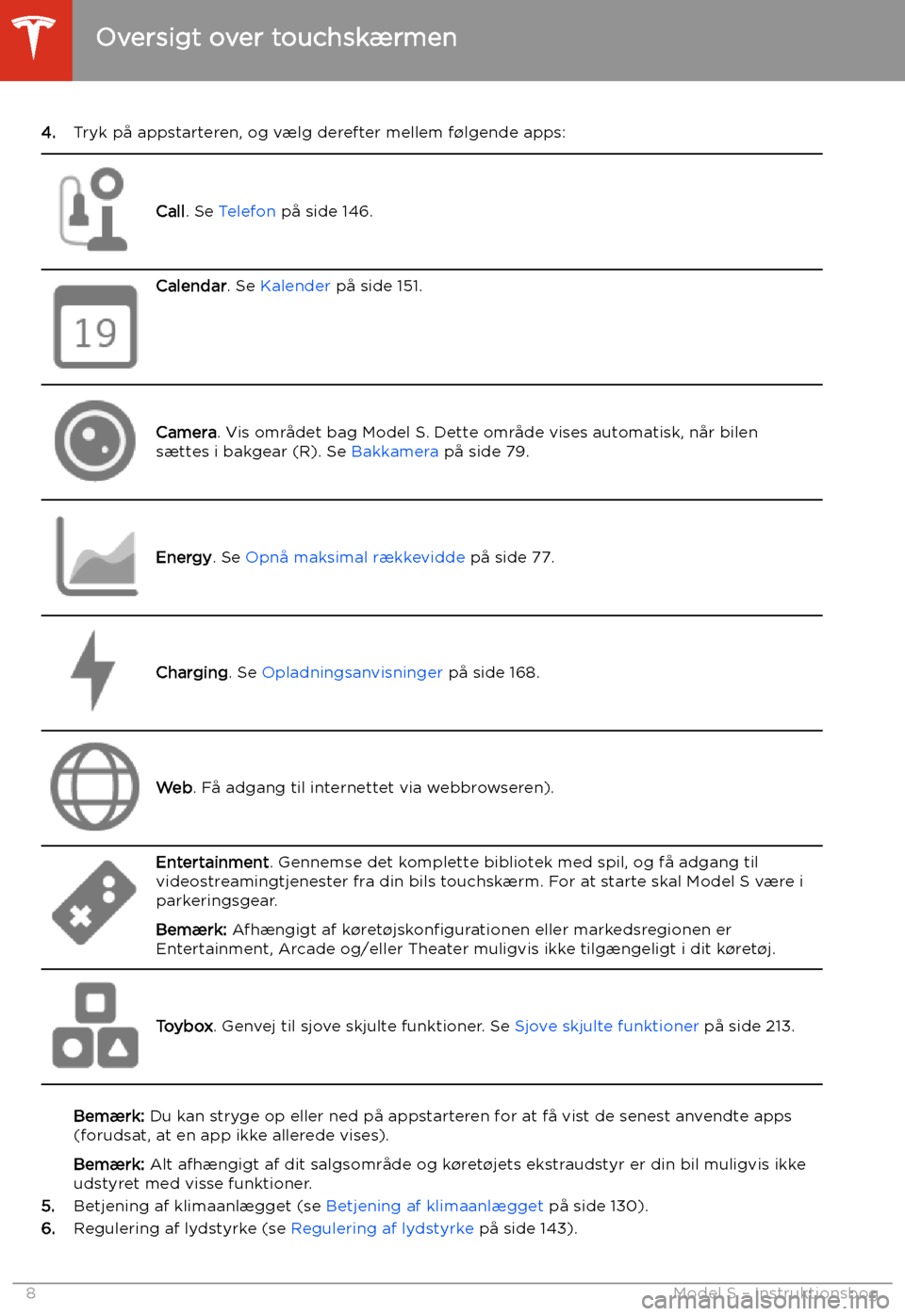 TESLA MODEL S 2020  Instruktionsbog (in Danish) 4.Tryk p