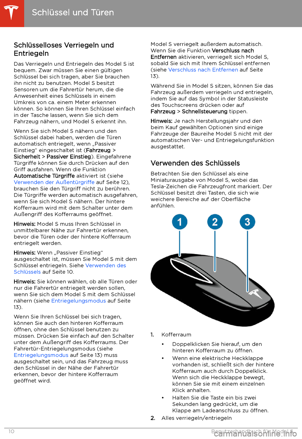 TESLA MODEL S 2020 Betriebsanleitung (in German) TESLA MODEL S 2020 Betriebsanleitung (in German)