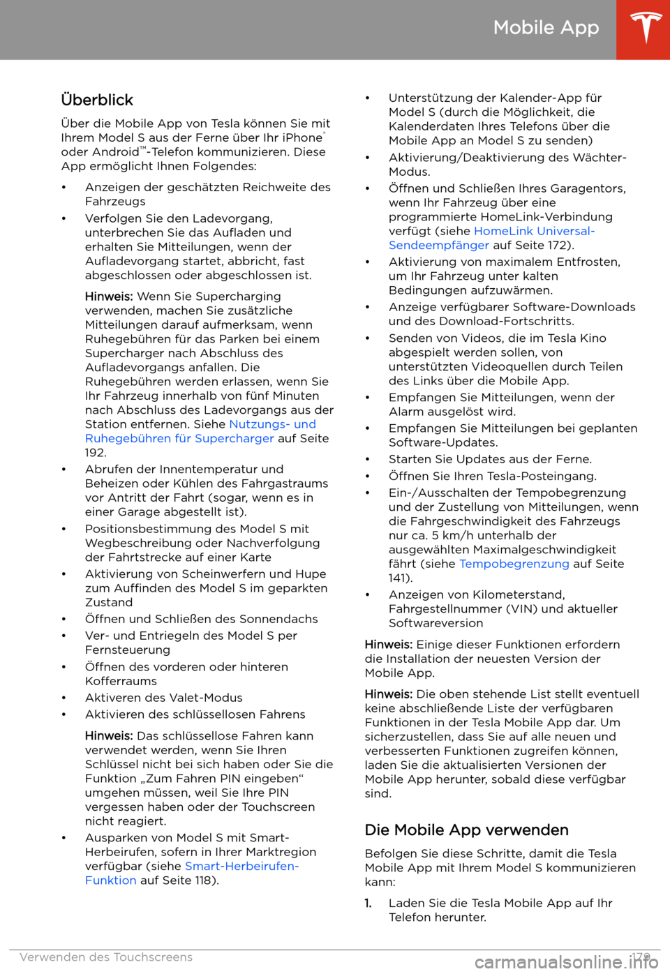 TESLA MODEL S 2020  Betriebsanleitung (in German) Mobile App
