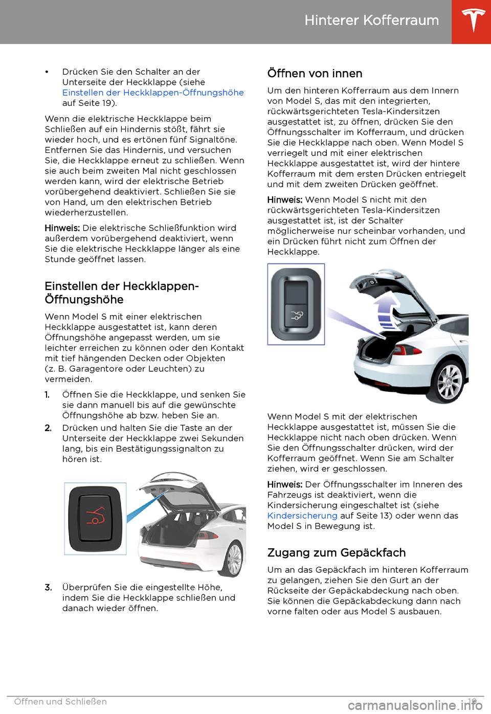 TESLA MODEL S 2020 Betriebsanleitung (in German) TESLA MODEL S 2020 Betriebsanleitung (in German)