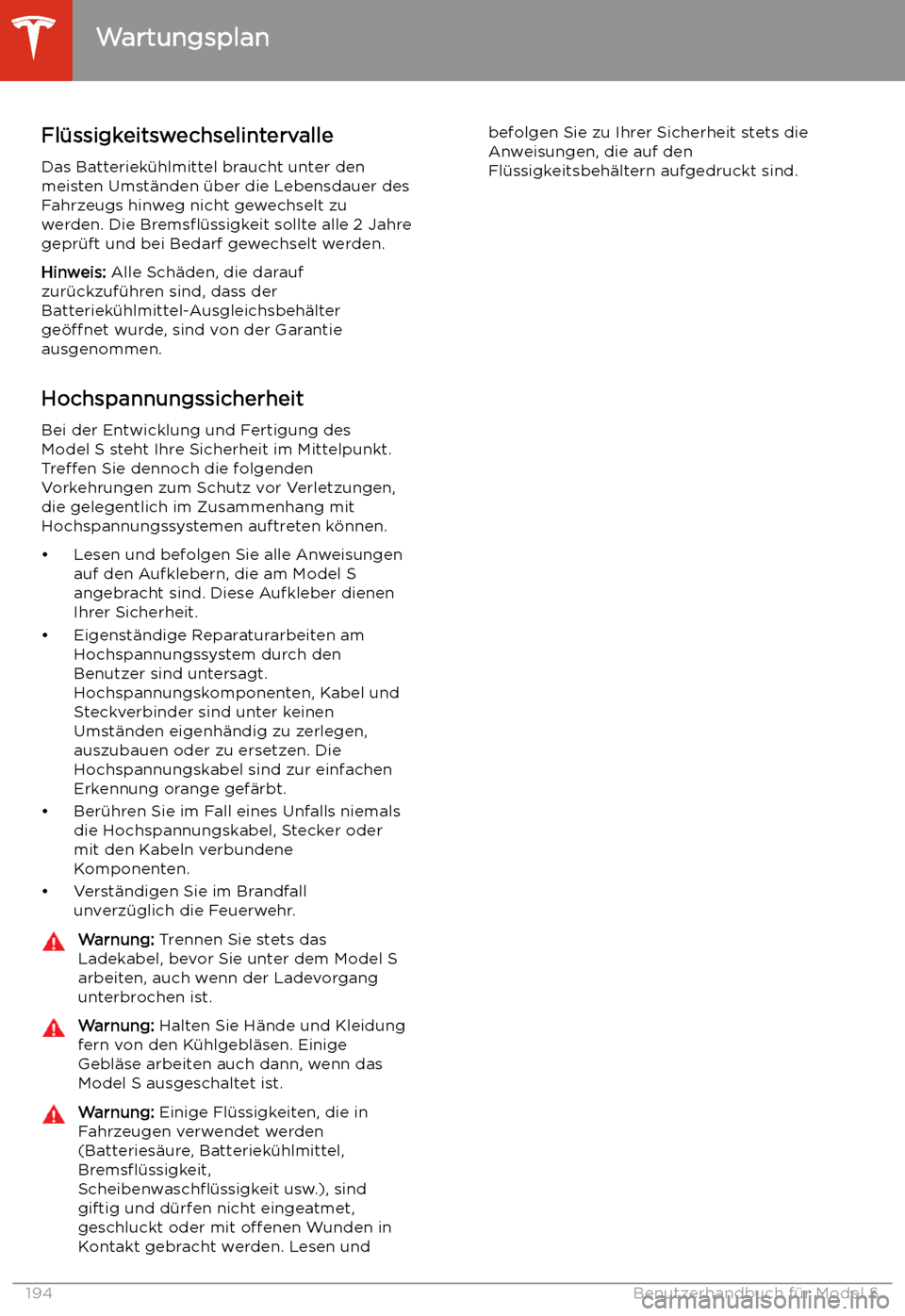 TESLA MODEL S 2020  Betriebsanleitung (in German) Fl