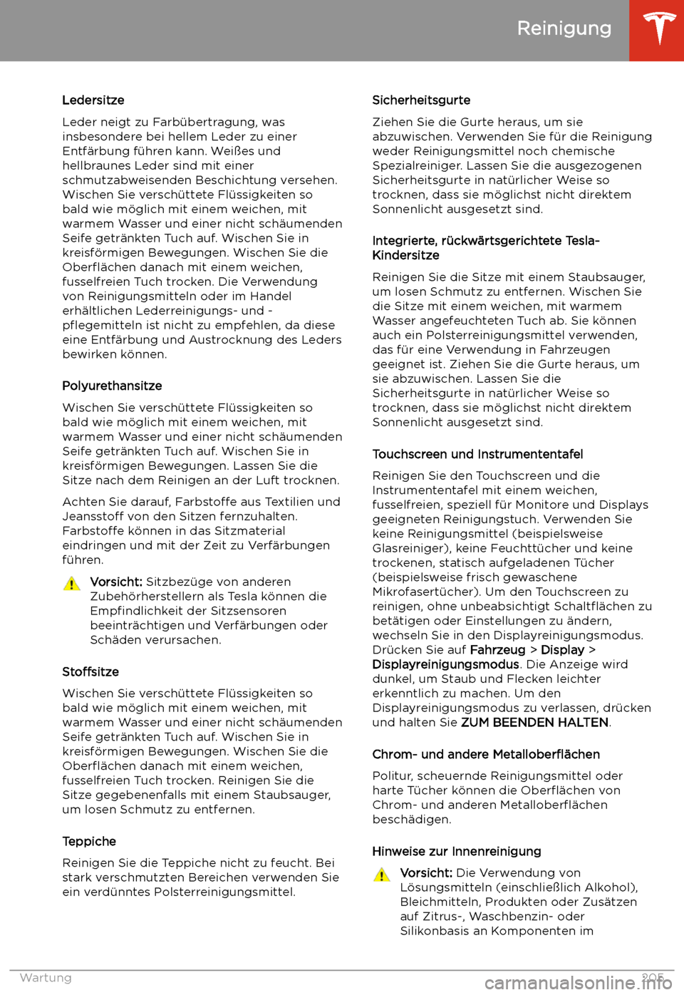 TESLA MODEL S 2020 Betriebsanleitung (in German) Ledersitze
Leder neigt zu Farb TESLA MODEL S 2020 Betriebsanleitung (in German) Ledersitze
Leder neigt zu Farb