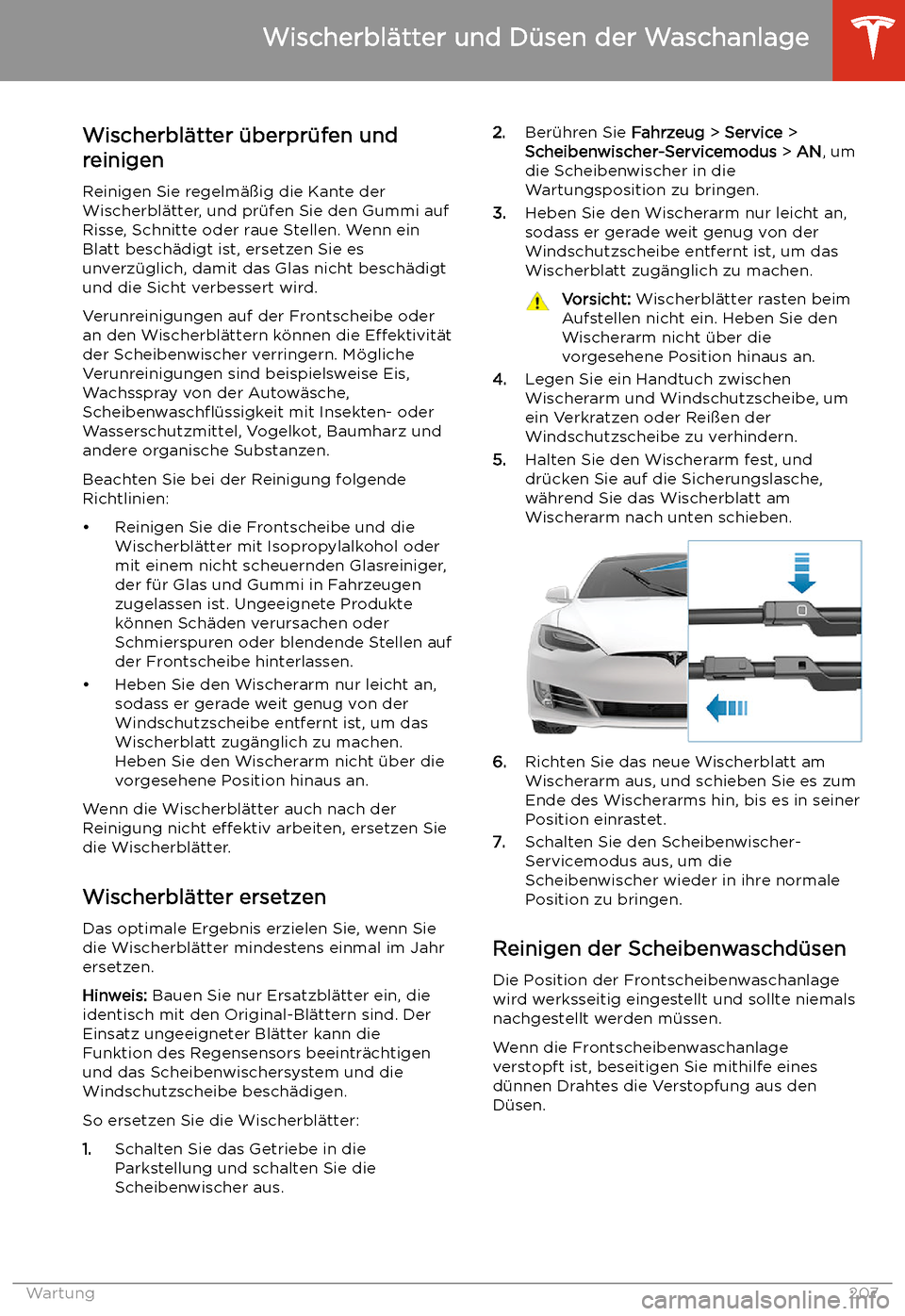 TESLA MODEL S 2020 Betriebsanleitung (in German) Wischerbl TESLA MODEL S 2020 Betriebsanleitung (in German) Wischerbl