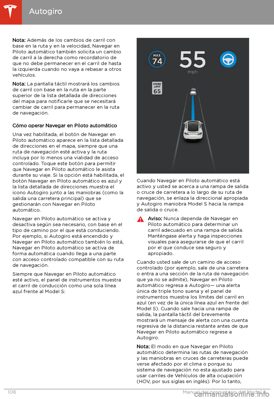 TESLA MODEL S 2020  Manual del propietario (in Spanish)  Nota: Adem