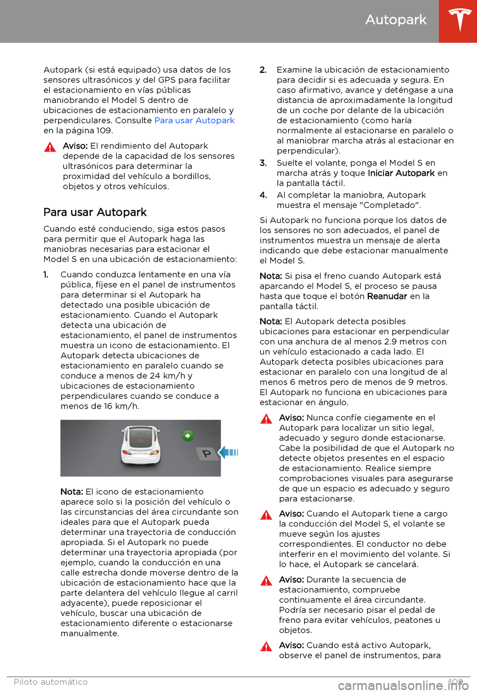 TESLA MODEL S 2020  Manual del propietario (in Spanish)  Autopark
Autopark (si est