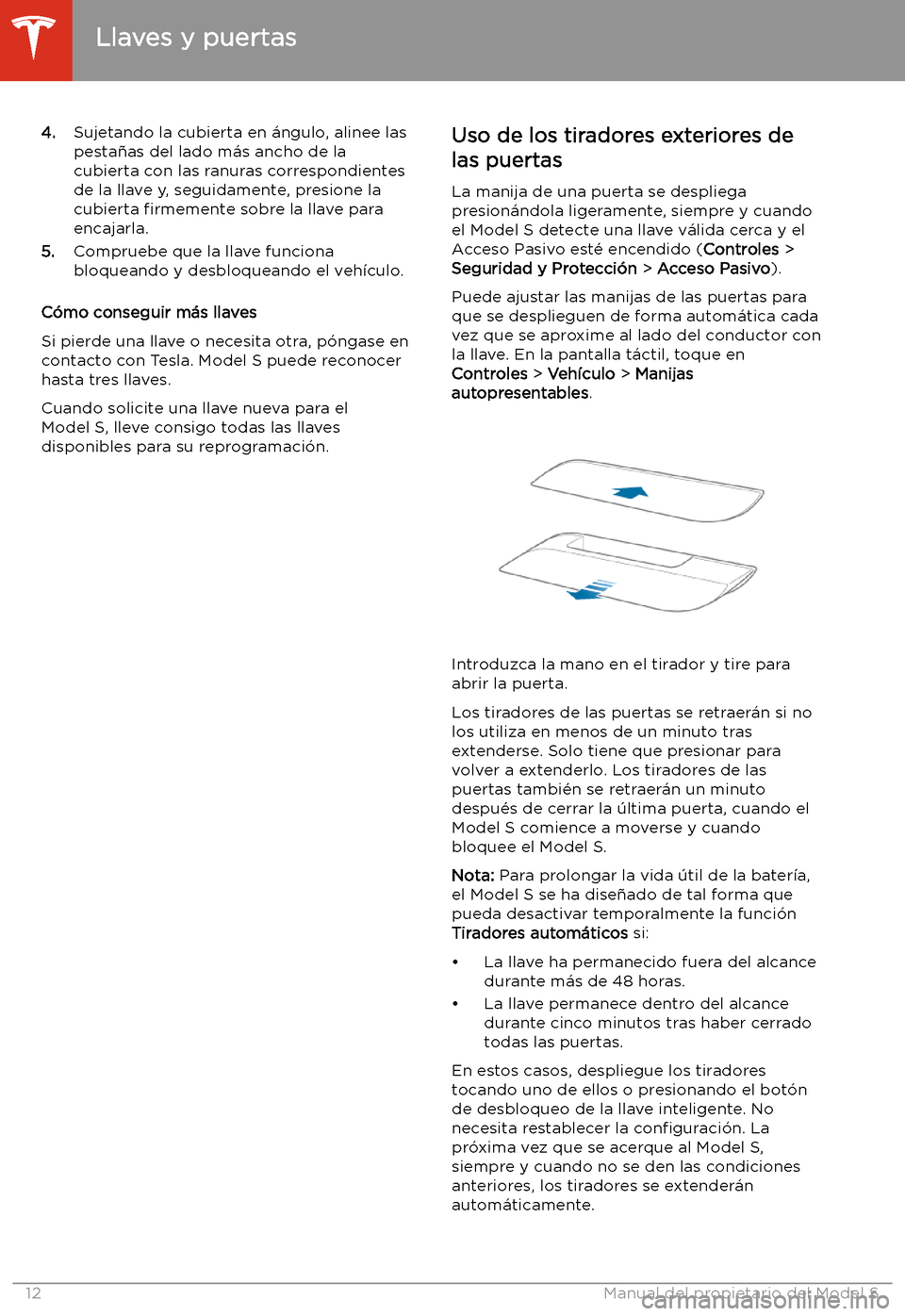 TESLA MODEL S 2020  Manual del propietario (in Spanish)  4.Sujetando la cubierta en 