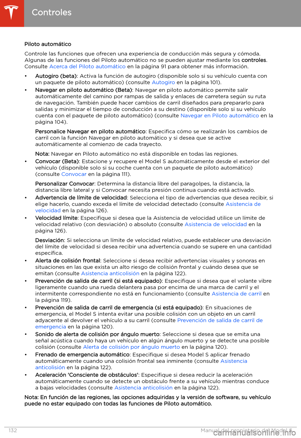TESLA MODEL S 2020 Manual del propietario (in Spanish) Piloto autom TESLA MODEL S 2020 Manual del propietario (in Spanish) Piloto autom