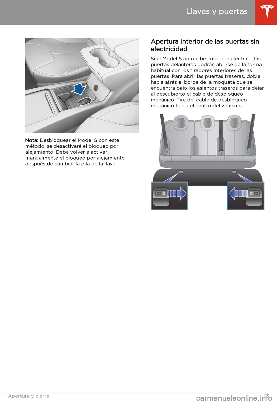 TESLA MODEL S 2020  Manual del propietario (in Spanish)  Nota: Desbloquear el Model S con este
m