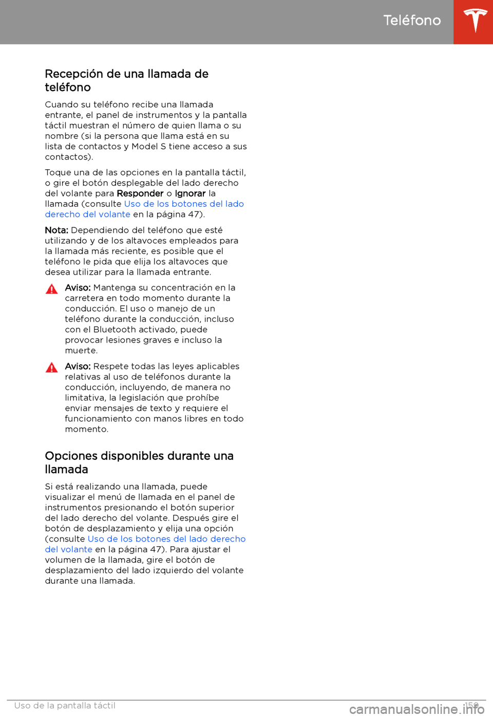 TESLA MODEL S 2020 Manual del propietario (in Spanish) Recepci TESLA MODEL S 2020 Manual del propietario (in Spanish) Recepci