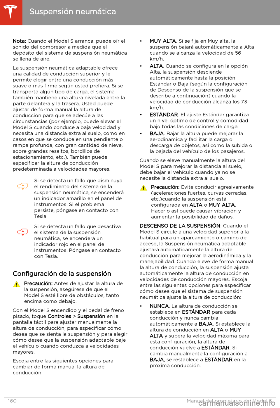 TESLA MODEL S 2020  Manual del propietario (in Spanish)  Suspensi