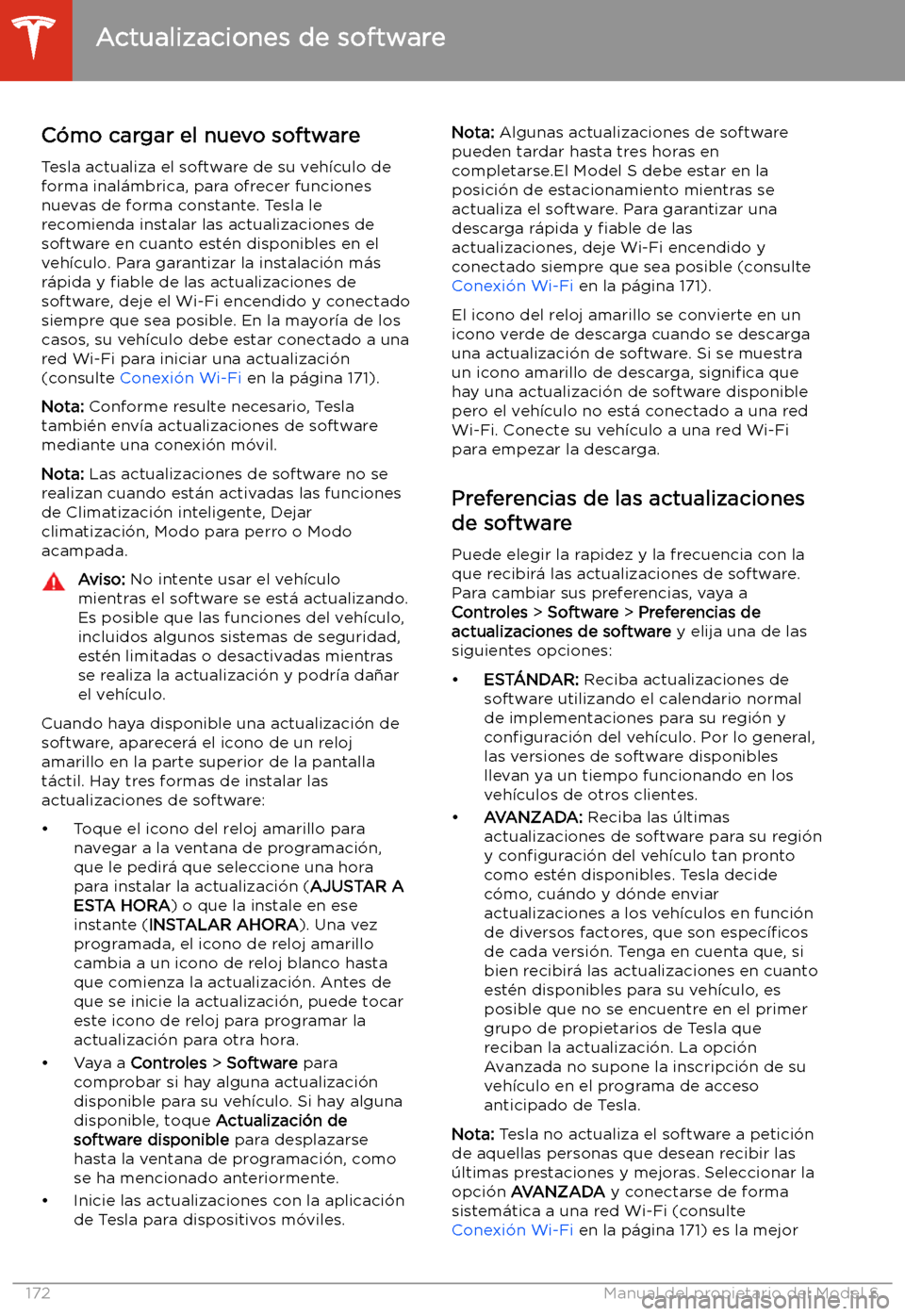 TESLA MODEL S 2020  Manual del propietario (in Spanish)  Actualizaciones de software
C