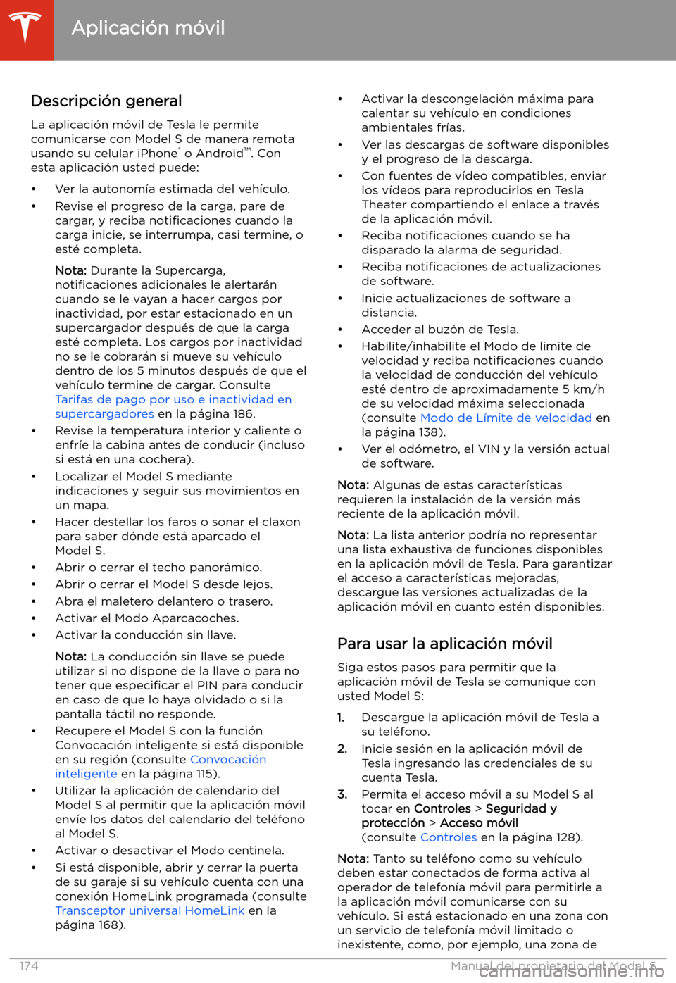 TESLA MODEL S 2020  Manual del propietario (in Spanish)  Aplicaci