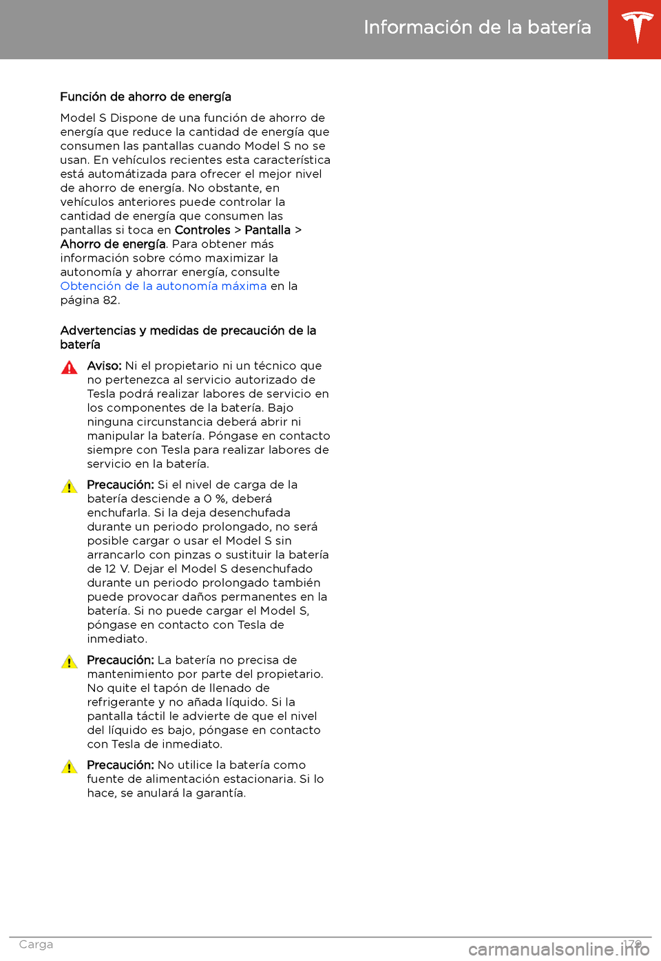 TESLA MODEL S 2020  Manual del propietario (in Spanish)  Funci