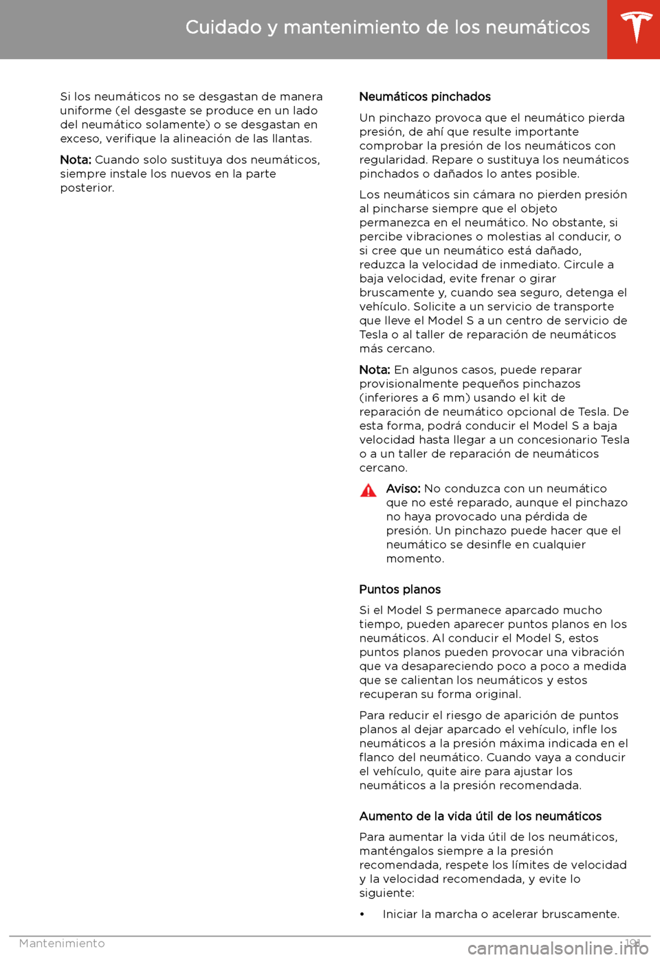 TESLA MODEL S 2020  Manual del propietario (in Spanish)  Si los neum