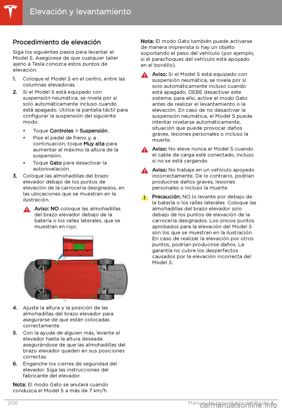 TESLA MODEL S 2020 Manual del propietario (in Spanish) Elevaci TESLA MODEL S 2020 Manual del propietario (in Spanish) Elevaci