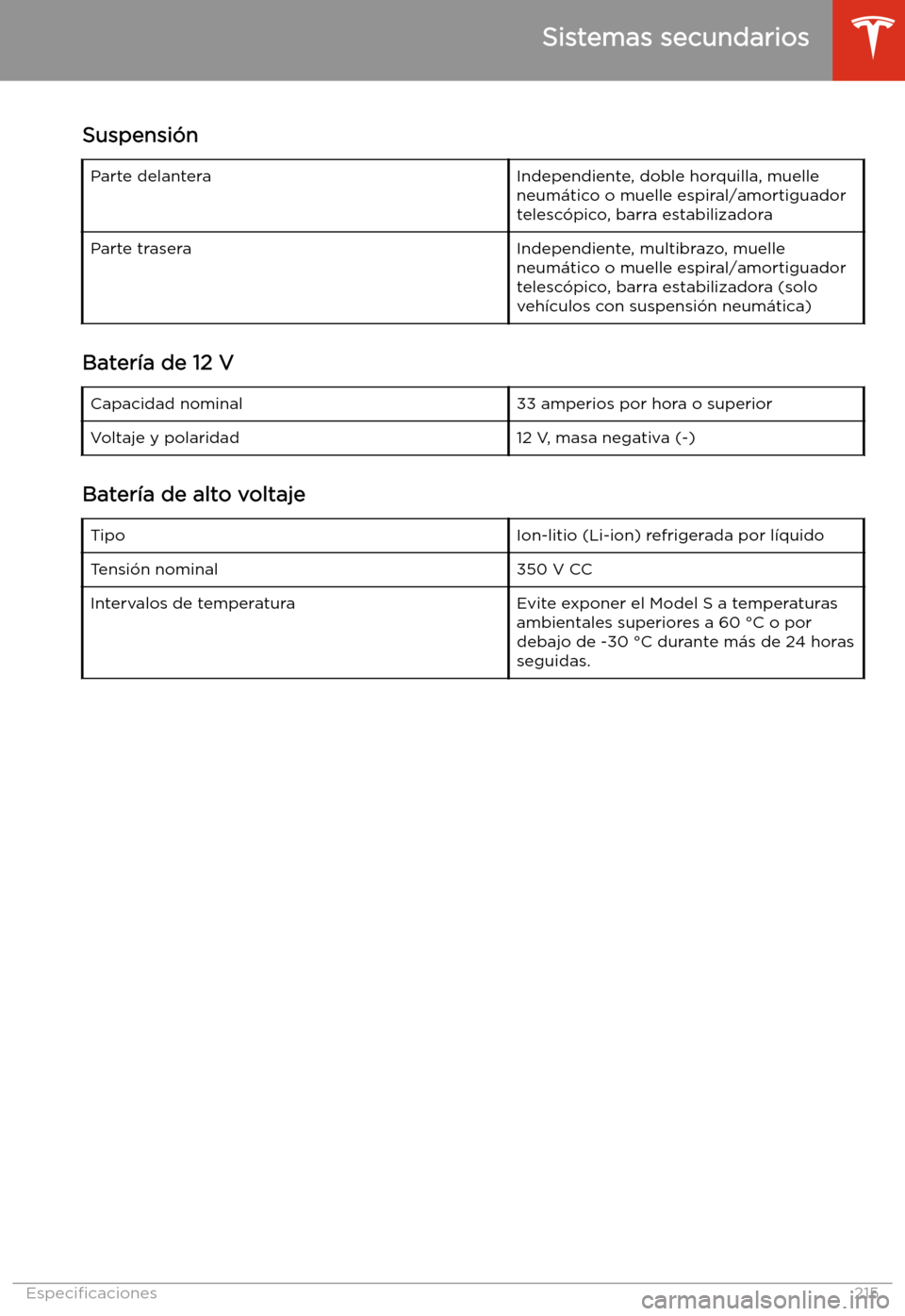 TESLA MODEL S 2020 Manual del propietario (in Spanish) Suspensi TESLA MODEL S 2020 Manual del propietario (in Spanish) Suspensi