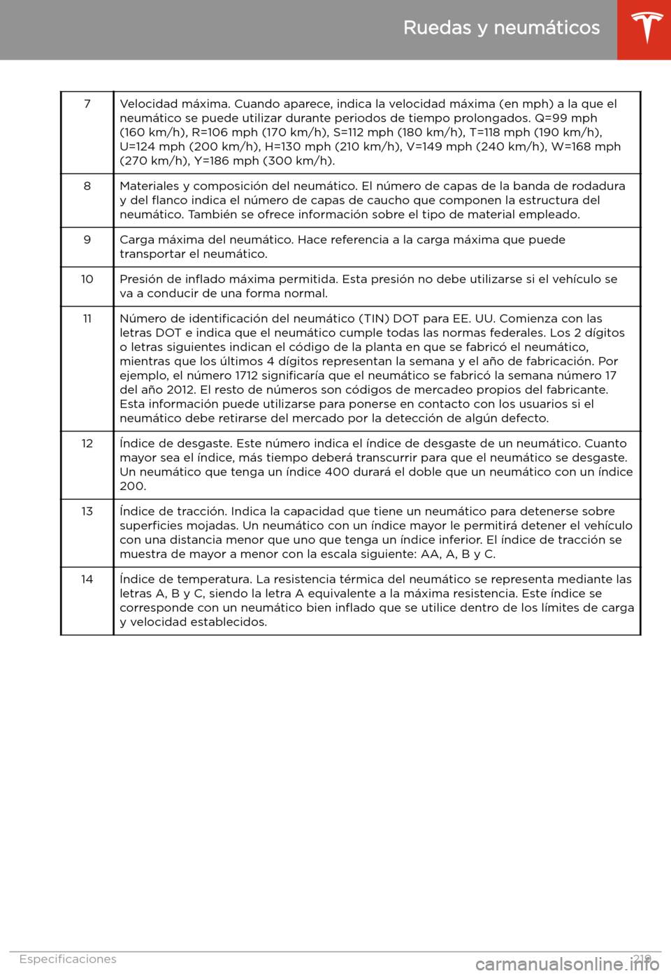 TESLA MODEL S 2020 Manual del propietario (in Spanish) 7Velocidad m TESLA MODEL S 2020 Manual del propietario (in Spanish) 7Velocidad m