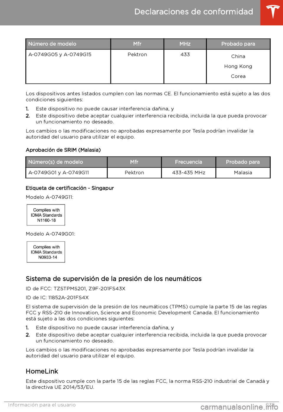 TESLA MODEL S 2020 Manual del propietario (in Spanish) N TESLA MODEL S 2020 Manual del propietario (in Spanish) N
