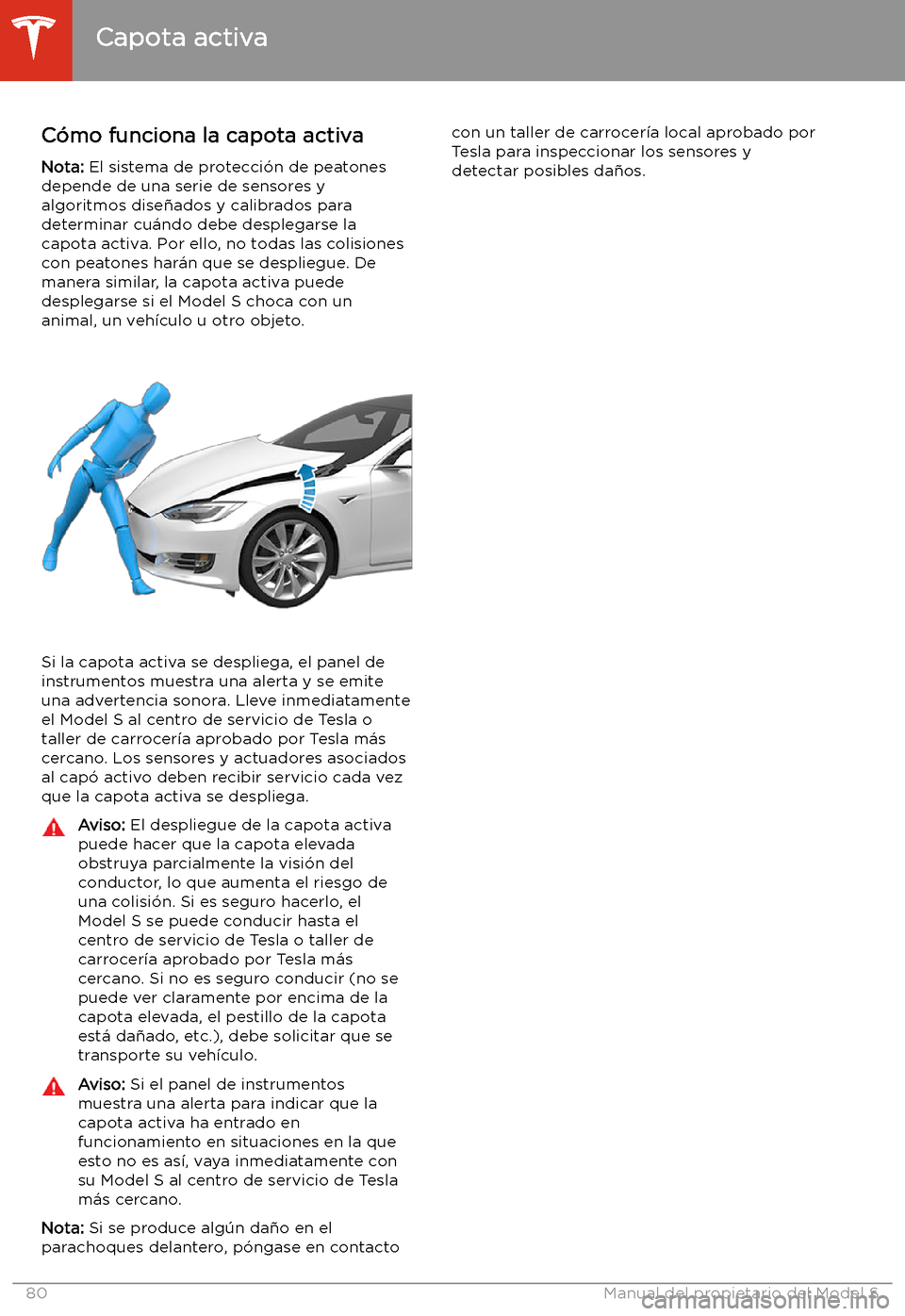 TESLA MODEL S 2020  Manual del propietario (in Spanish)  Capota activa
C