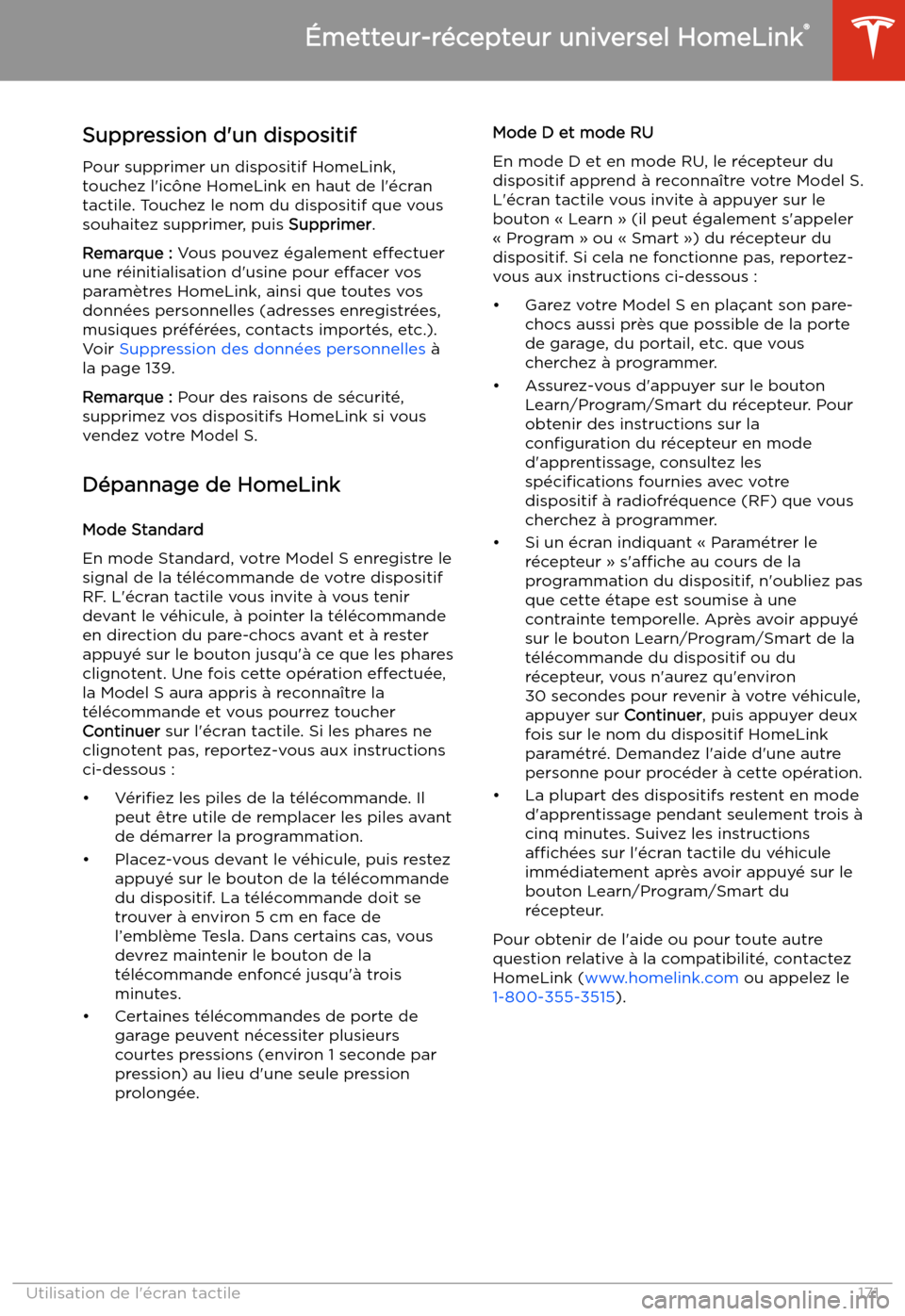 TESLA MODEL S 2020  Manuel du propriétaire (in French) Suppression d