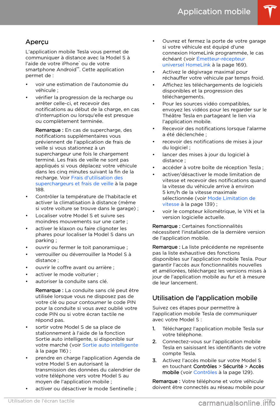 TESLA MODEL S 2020  Manuel du propriétaire (in French) Application mobile
Aper