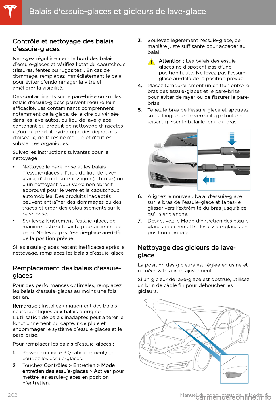TESLA MODEL S 2020  Manuel du propriétaire (in French) Balais d