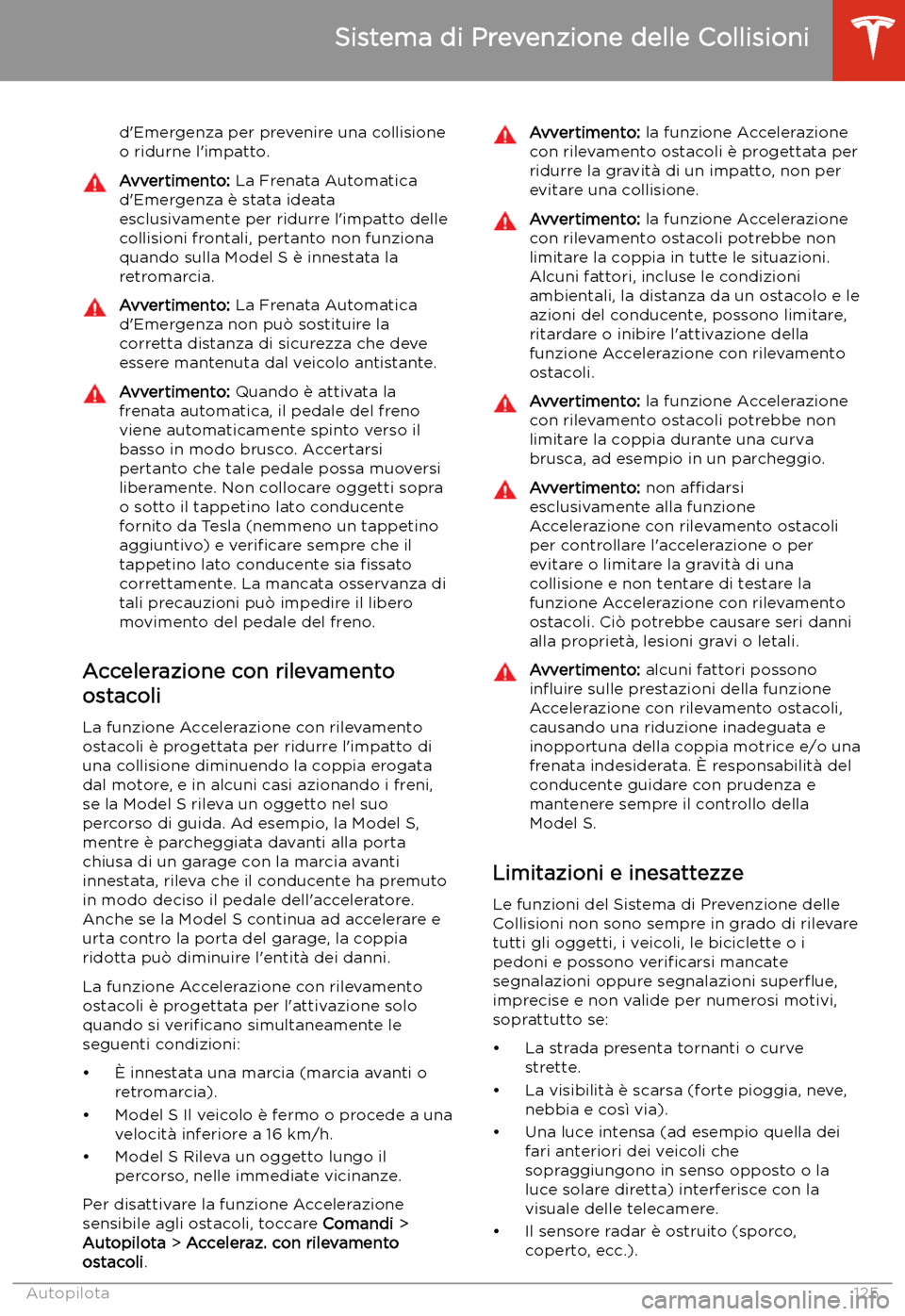 TESLA MODEL S 2020 Manuale del proprietario (in Italian) d TESLA MODEL S 2020 Manuale del proprietario (in Italian) d
