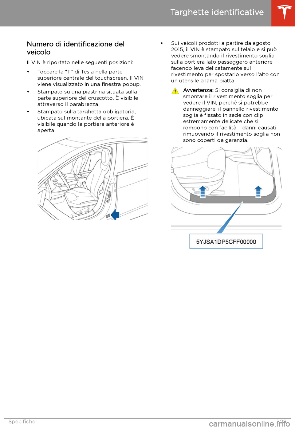 TESLA MODEL S 2020 Manuale del proprietario (in Italian) Speci TESLA MODEL S 2020 Manuale del proprietario (in Italian) Speci