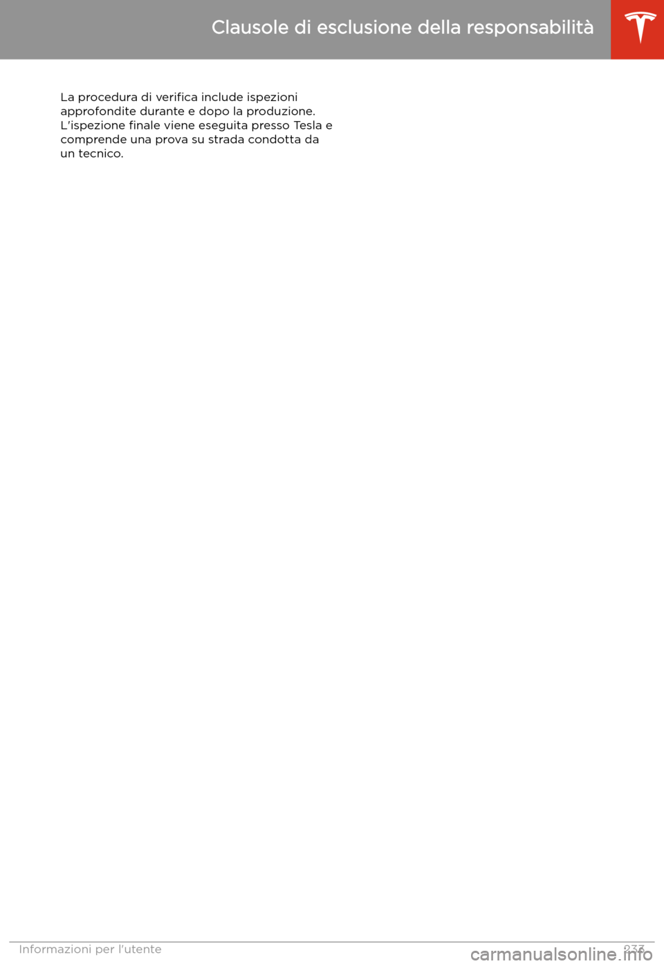 TESLA MODEL S 2020 Manuale del proprietario (in Italian) La procedura di veri TESLA MODEL S 2020 Manuale del proprietario (in Italian) La procedura di veri