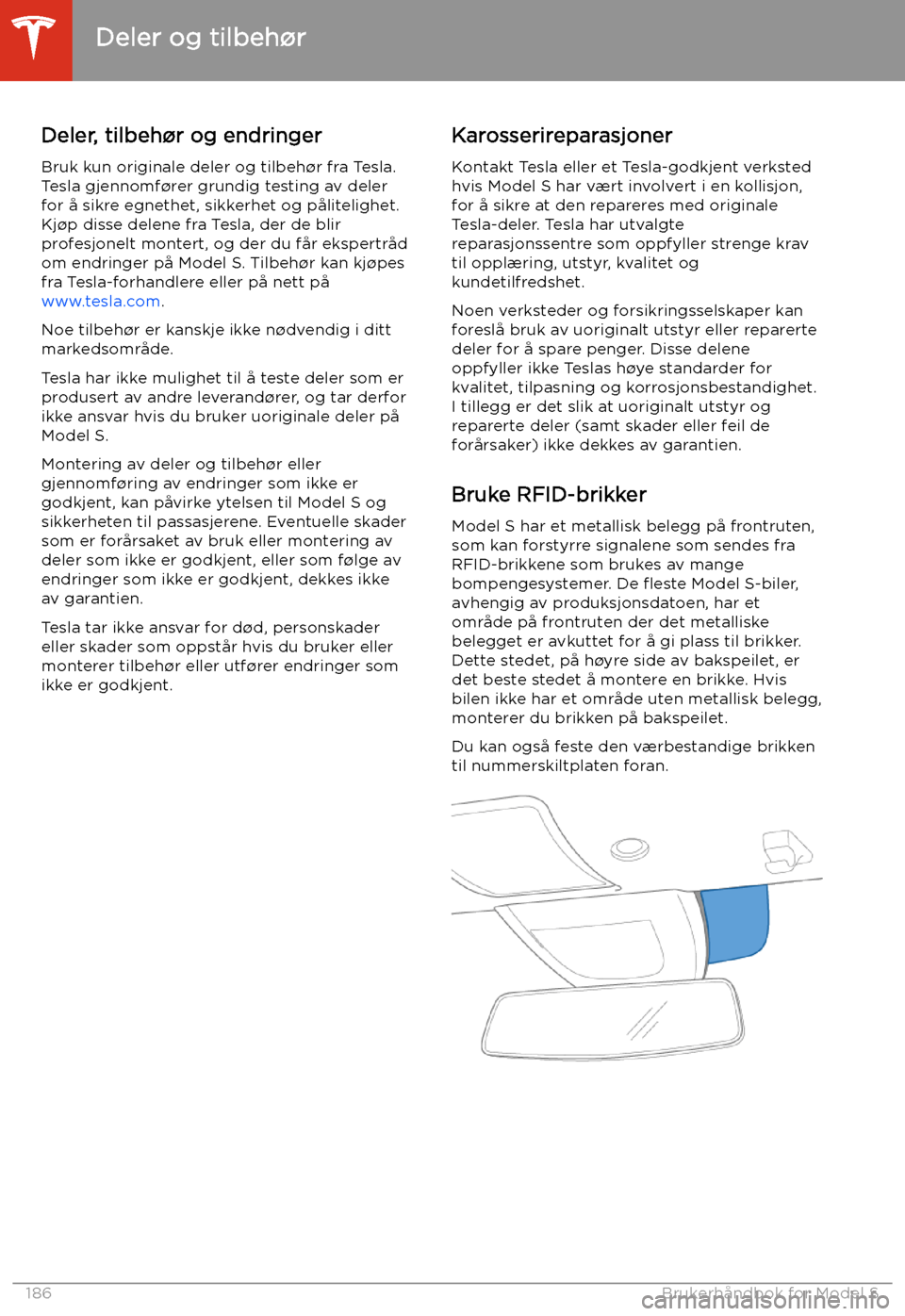 TESLA MODEL S 2020 Brukerhåndbok (in Norwegian) Deler og tilbeh TESLA MODEL S 2020 Brukerhåndbok (in Norwegian) Deler og tilbeh