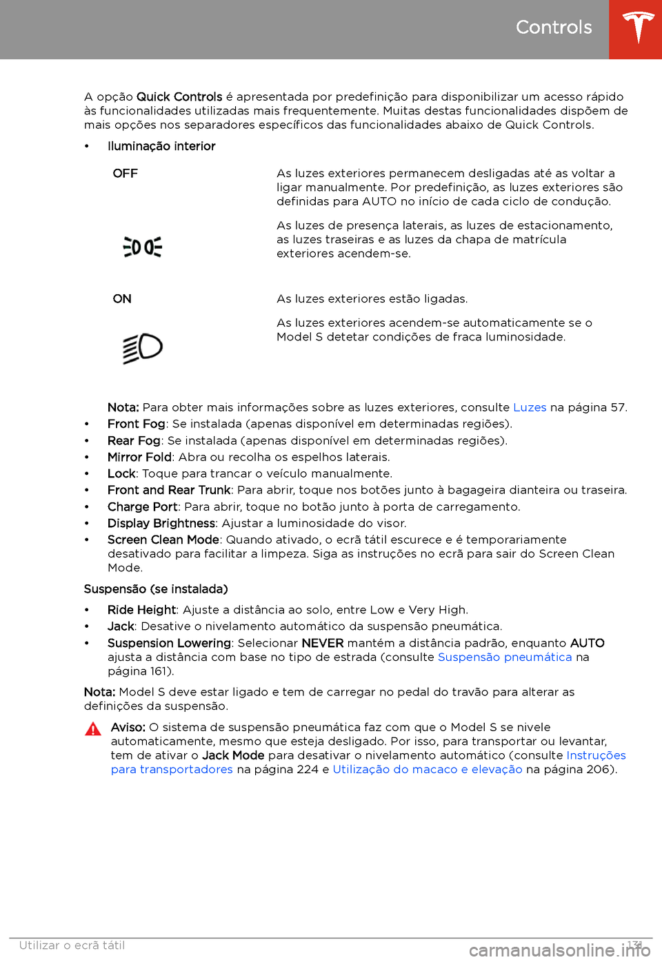 TESLA MODEL S 2020 Manual do proprietário (in Portuguese) A op TESLA MODEL S 2020 Manual do proprietário (in Portuguese) A op