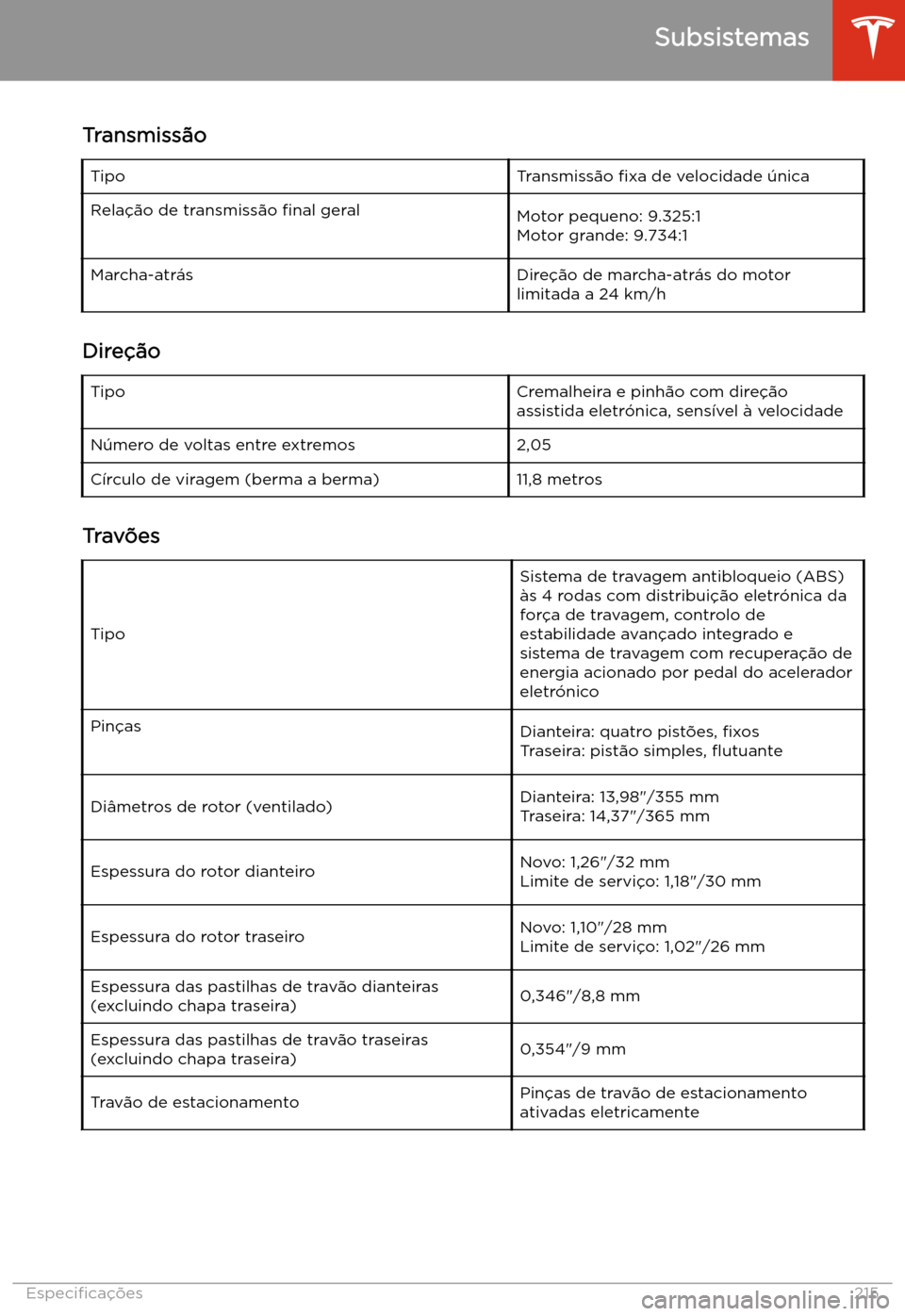 TESLA MODEL S 2020 Manual do proprietário (in Portuguese) Transmiss TESLA MODEL S 2020 Manual do proprietário (in Portuguese) Transmiss