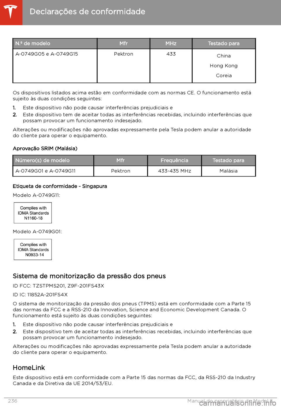 TESLA MODEL S 2020 Manual do proprietário (in Portuguese) N. TESLA MODEL S 2020 Manual do proprietário (in Portuguese) N.