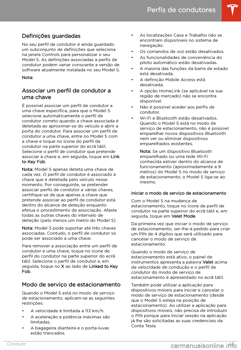 TESLA MODEL S 2020 Manual do proprietário (in Portuguese) De TESLA MODEL S 2020 Manual do proprietário (in Portuguese) De