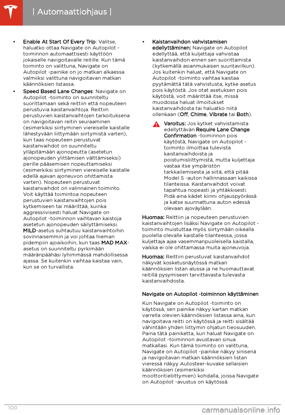 TESLA MODEL S 2020  Omistajan käsikirja (in Finnish) 