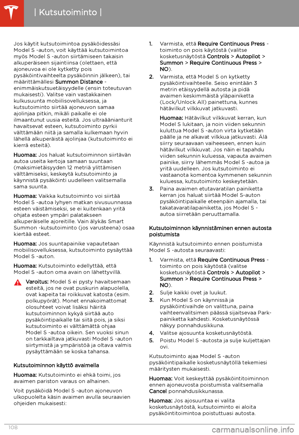 TESLA MODEL S 2020  Omistajan käsikirja (in Finnish) Jos k
