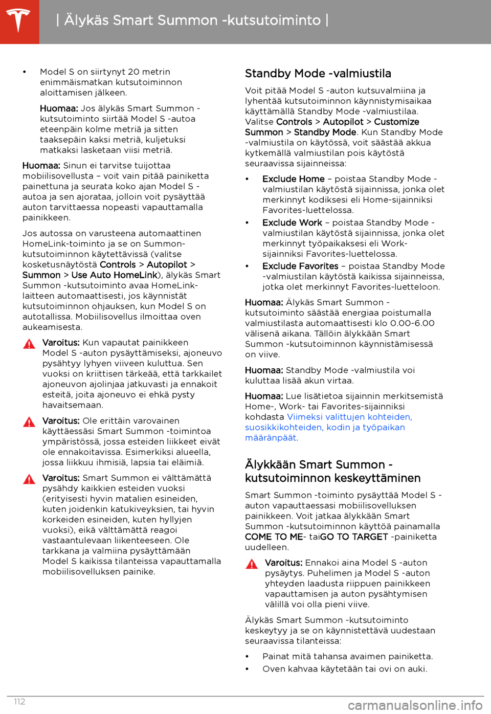 TESLA MODEL S 2020  Omistajan käsikirja (in Finnish) 