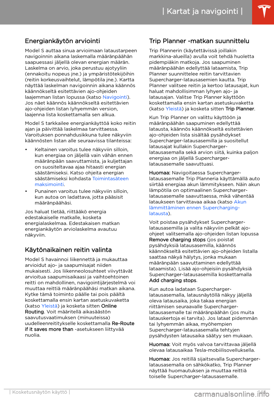 TESLA MODEL S 2020  Omistajan käsikirja (in Finnish) Energiank