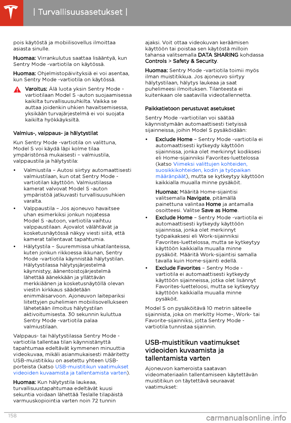 TESLA MODEL S 2020 Omistajan käsikirja (in Finnish) pois k TESLA MODEL S 2020 Omistajan käsikirja (in Finnish) pois k