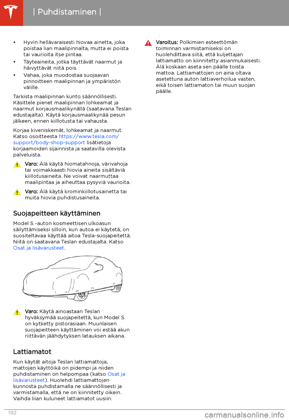 TESLA MODEL S 2020  Omistajan käsikirja (in Finnish) 