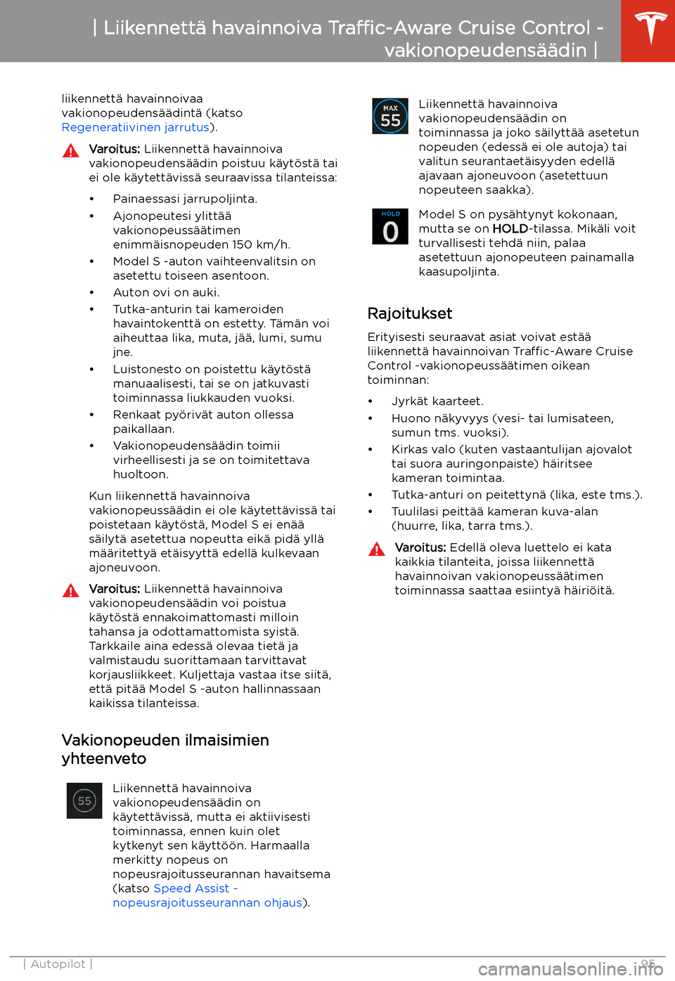 TESLA MODEL S 2020  Omistajan käsikirja (in Finnish) liikennett